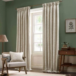Acorn Tonal Ivory Jacquard Room Darkening Pencil Pleat 90" X 90" Curtains