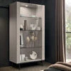 Caren High Gloss Pearl Line 2 Door Glass Fronted Display Cabinet