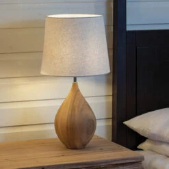 Bulb Natural Wood Table Lamp