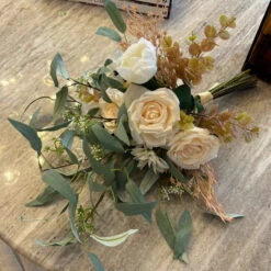 Artificial Tulip Roses And Eucalyptus Floral Bouquet