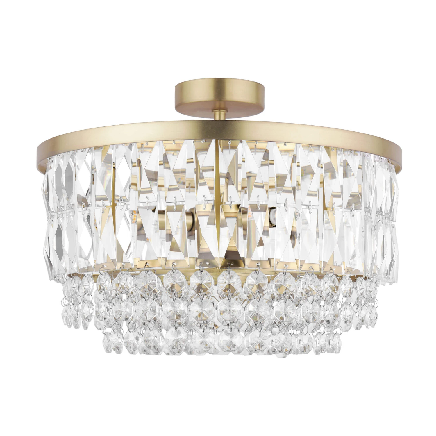Laura Ashley Rhosill Matt Gold & Crystal 3 Light Semi Flush Ceiling Light 2 Laura Ashley Rhosill Matt Gold & Crystal 3 Light Semi Flush Ceiling Light - Image 2