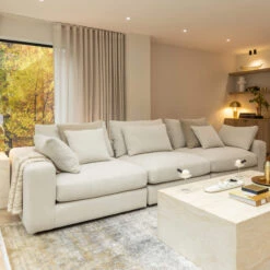 Genevieve Tuscan Ivory Fabric 3 Seater Sofa -Housingunits c8fda2b78cb825de309b23e7f4259f9a