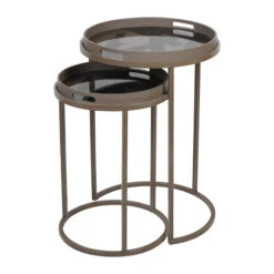Libra Brushstroke Set Of 2 Side Tables With Removable Trays