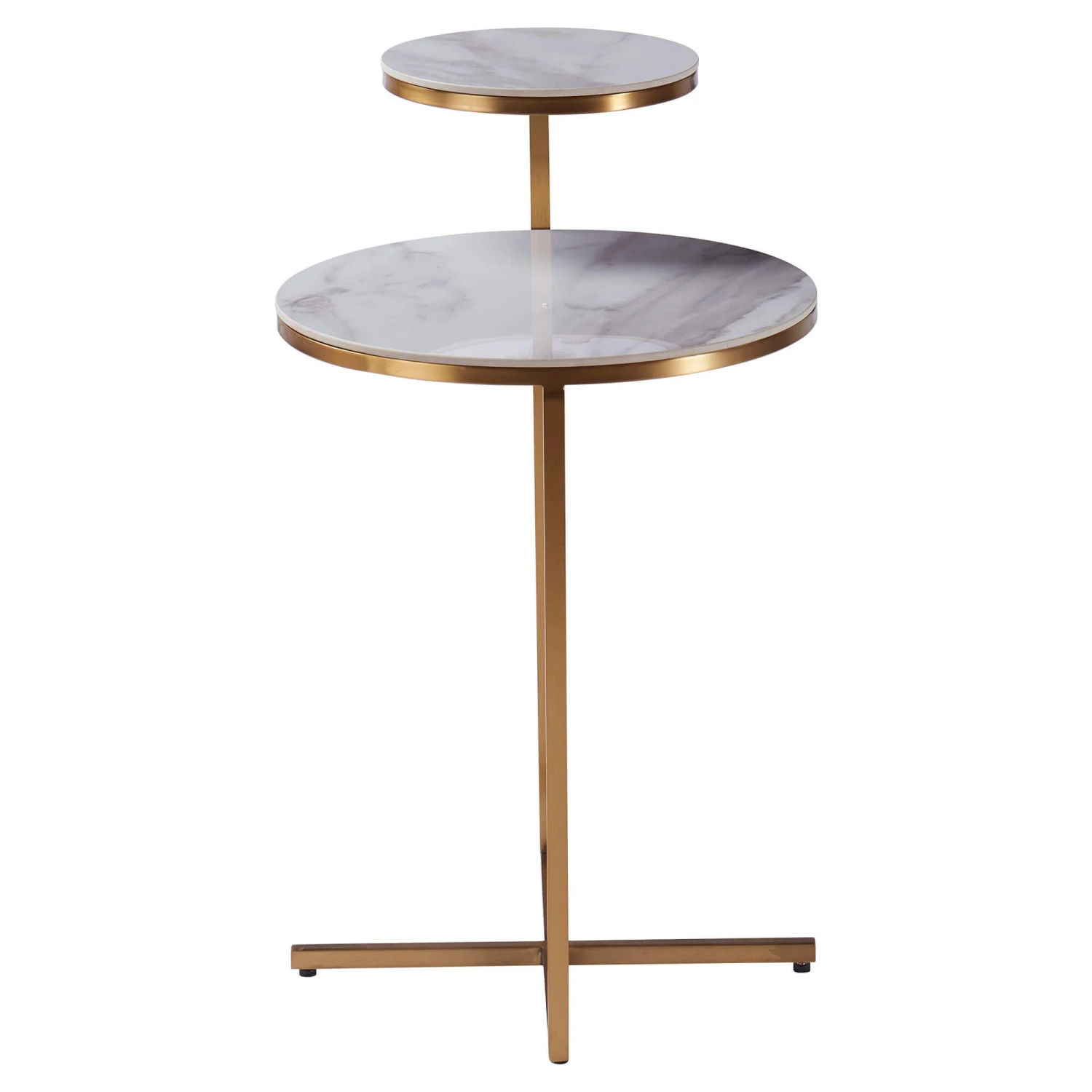 Kiara Marble Effect Brass Side Table 2 Kiara Marble Effect Brass Side Table - Image 2
