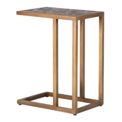 Olivia James Hemingway Mahogany Oak & Gold Side Table -Housingunits c9d7b71152ef66b45520a4d922c803ae