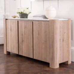 Tivoli Brushed Oak Sideboard With Marble Top