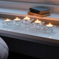 Libra Morcott 5-Stand Clear Glass Candle Holder