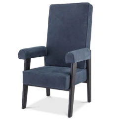 Eichholtz Milo Blue High Back Leather Dining Chair