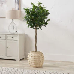 Small Cream Fibrestone Bobble Planter