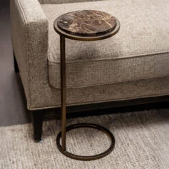 Libra Iota Brown Marble Accent Side Table