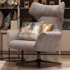 Casper Grey Fabric Swivel Chair