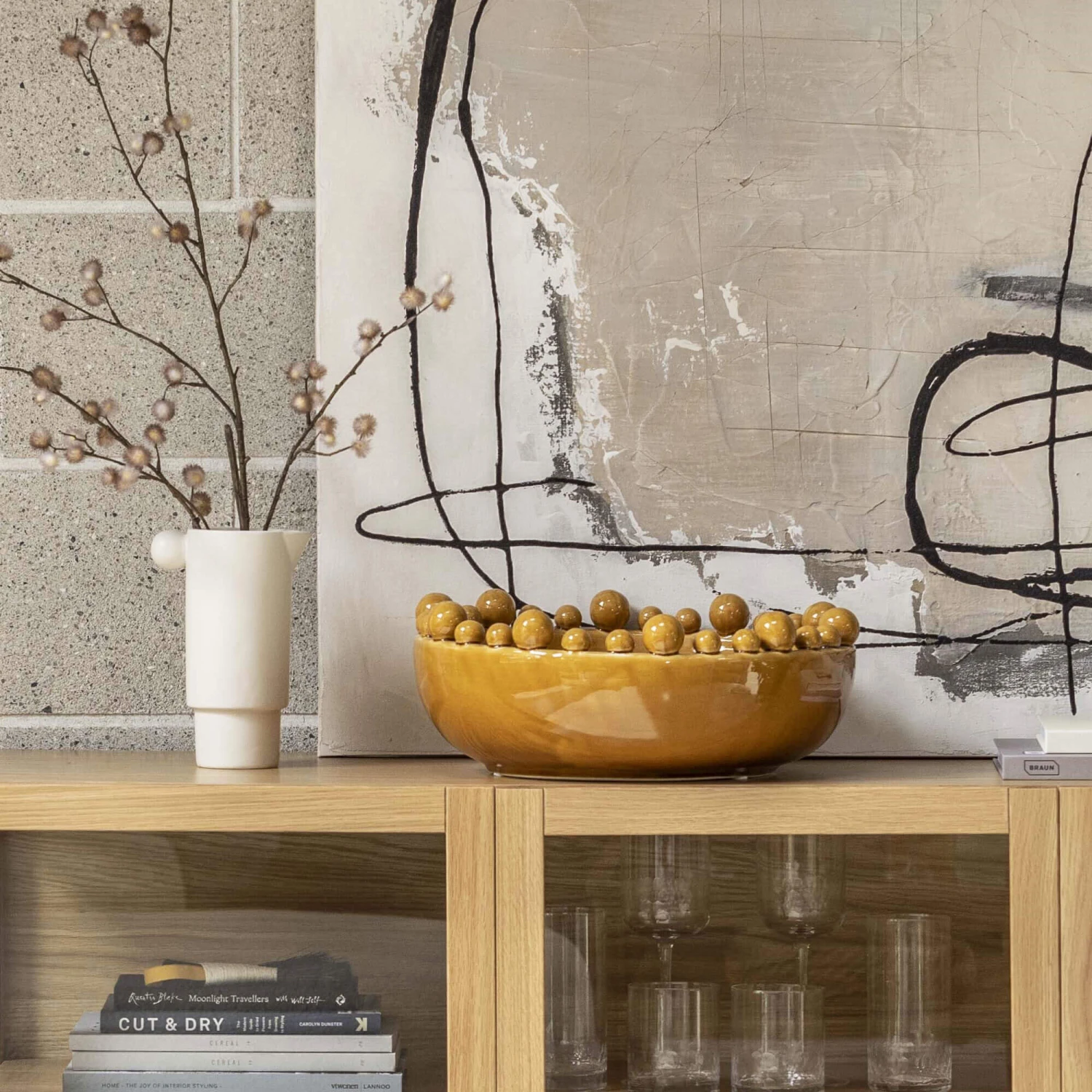 Mustard Bobble Edged Decorative Bowl 1 Mustard Bobble Edged Decorative Bowl