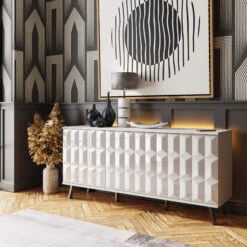 Frank Olsen Elevate White LED & Wireless Charging Sideboard