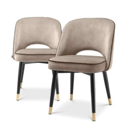Eichholtz Cliff Dining Chair Set Of 2 In Savona Greige Velvet