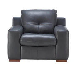 Silvio Charcoal Grey Leather Armchair