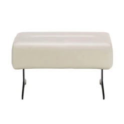 Stressless Stella Medium Ottoman In Velaro Light Grey Leather & Matt Black