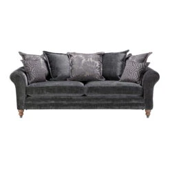 Carolina Grey Chenille Fabric Pillow Back 4 Seater Grand Sofa