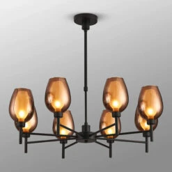 Delia Black & Copper 8 Light Pendant