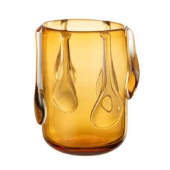 Small Amber Drippy Glass Vase