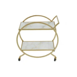 Allora 2 White Marble Tier Gold Drinks Trolley