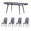 Monteverdi Grey Sintered Stone Dining Table With 4 Bettina Grey Dining Chairs