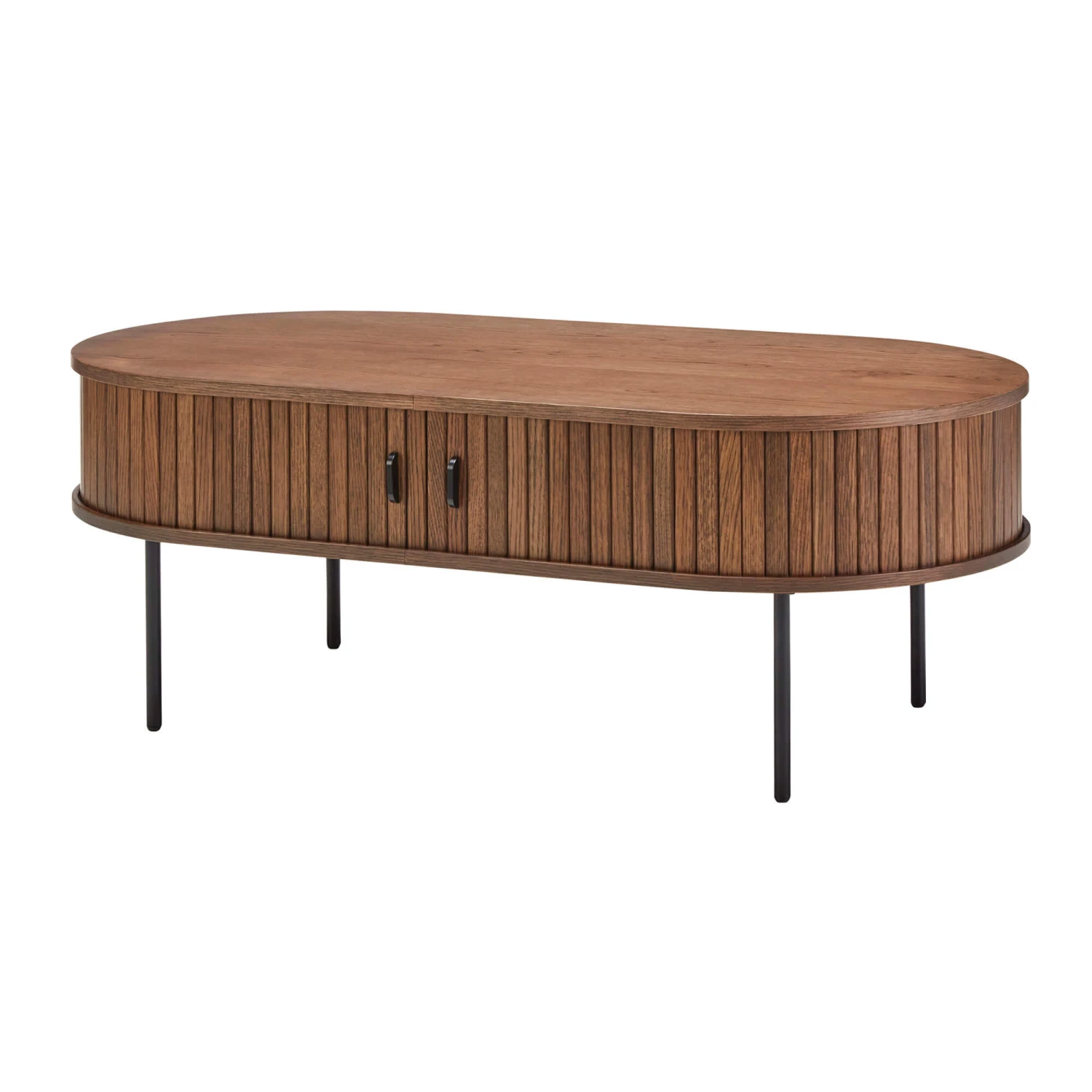 Annika Smoked Oak Slatted Sliding 2 Door Coffee Table 2 Annika Smoked Oak Slatted Sliding 2 Door Coffee Table - Image 2