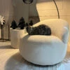 Rondo Ivory Boucle Fabric Swivel Chair
