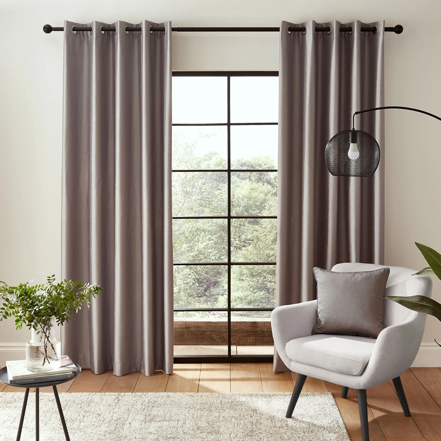 Faux Silk Silver Thermal Blackout Eyelet Curtain Collection 1 Faux Silk Silver Thermal Blackout Eyelet Curtain Collection