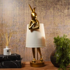 Gold Modest Rabbit 68cm Table Lamp With White Shade -Housingunits da7e9f33d6a67ab72878881f3552386e 1