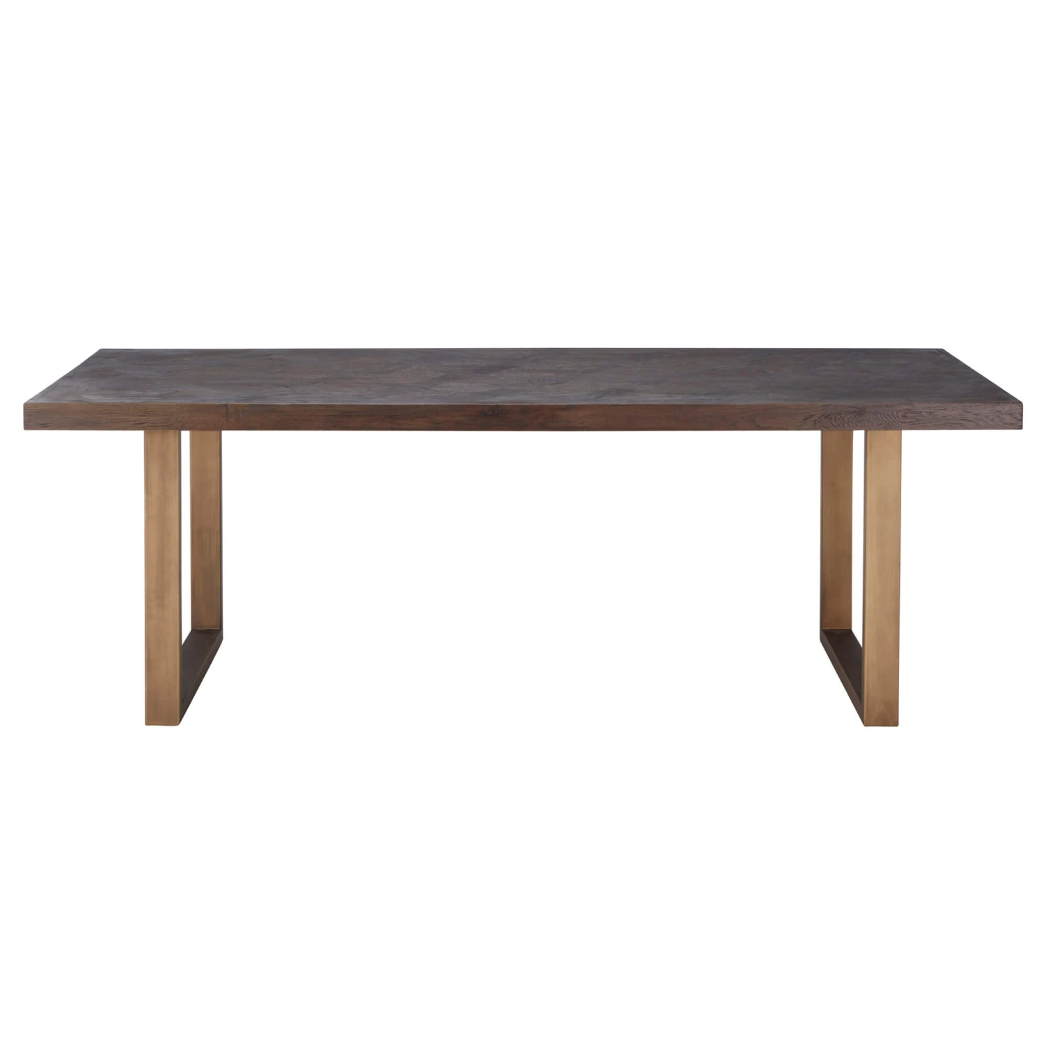 Olivia James Hemingway 220cm Mahogany Oak & Gold Dining Table & 6 Grey Chairs With Gold Legs 4 Olivia James Hemingway 220cm Mahogany Oak & Gold Dining Table & 6 Grey Chairs With Gold Legs - Image 4