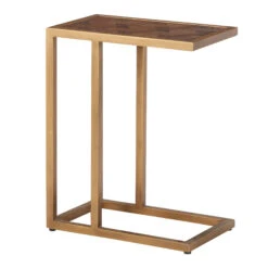 Olivia James Hemingway Mahogany Oak & Gold Side Table