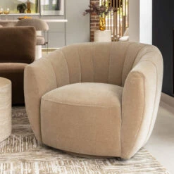 Lara Fawn Fabric Swivel Chair