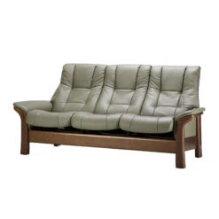 Stressless Windsor High-Back 3 Seater Recliner Sofa In Paloma Shadow Green & Walnut -Housingunits dd0ec8044c058fede0e6fa26b9ea894b