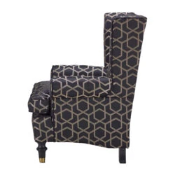 Duresta Harvard Fitzgerald Black & Gold Fabric Wing Chair -Housingunits dd3cb8ed00a0a4602e7b95771b0e18ec