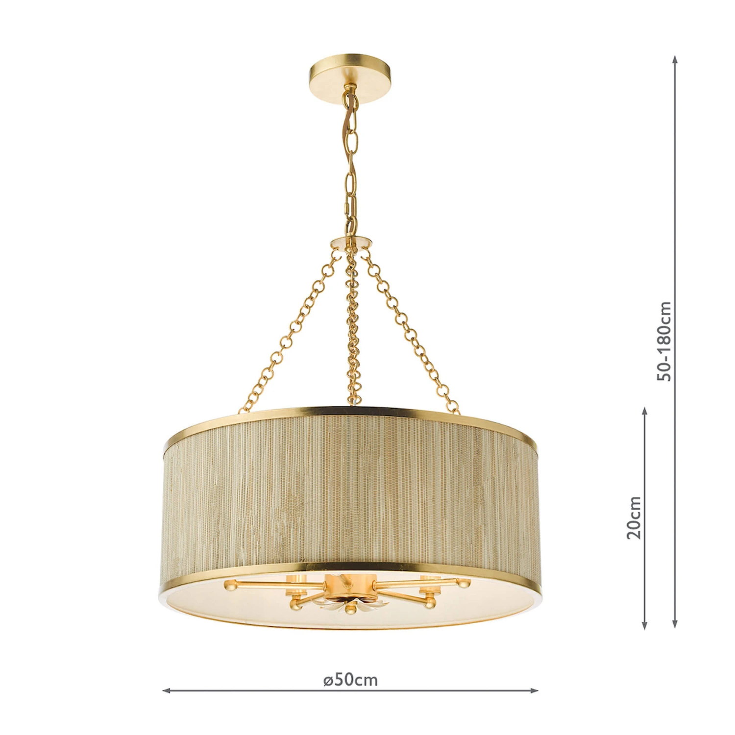 Fenella Gold & Seagrass 5 Light Pendant 6 Fenella Gold & Seagrass 5 Light Pendant - Image 6