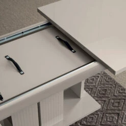 Caren High Gloss Pearl Line 160cm Extending Dining Table -Housingunits decbb66bb35d0b7dc027c7fdbc6aa896