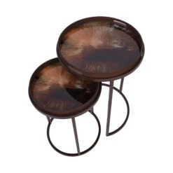 Libra Golden Burst Set Of 2 Side Tables With Removable Trays -Housingunits e101837c709e8d98bdd85591fdace08e