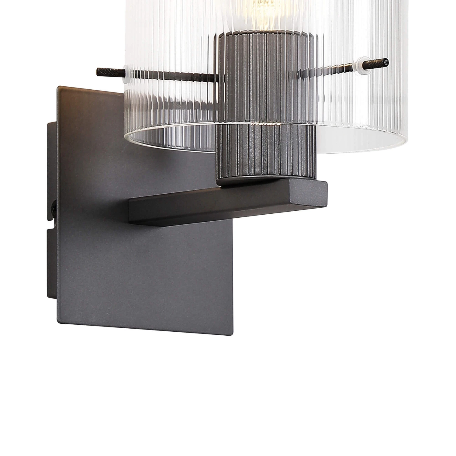 Lino Ribbed Dark Grey & Clear Narrow Line Glass Wall Light 5 Lino Ribbed Dark Grey & Clear Narrow Line Glass Wall Light - Image 5