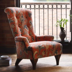 John Sankey Hawthorne Uharu Tomato Fabric Chair
