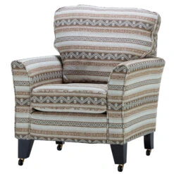 Greta Toffee Stripe Fabric Accent Chair