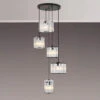 Davis Black Round 5 Light Glass Rod Pendant