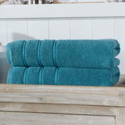 Christy Antalya Blue Cotton Bath Towel