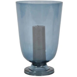 Grace Large Sky Blue Glass Hurricane