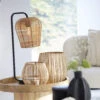 Mareno Matt Black Table Lamp With Natural Shade