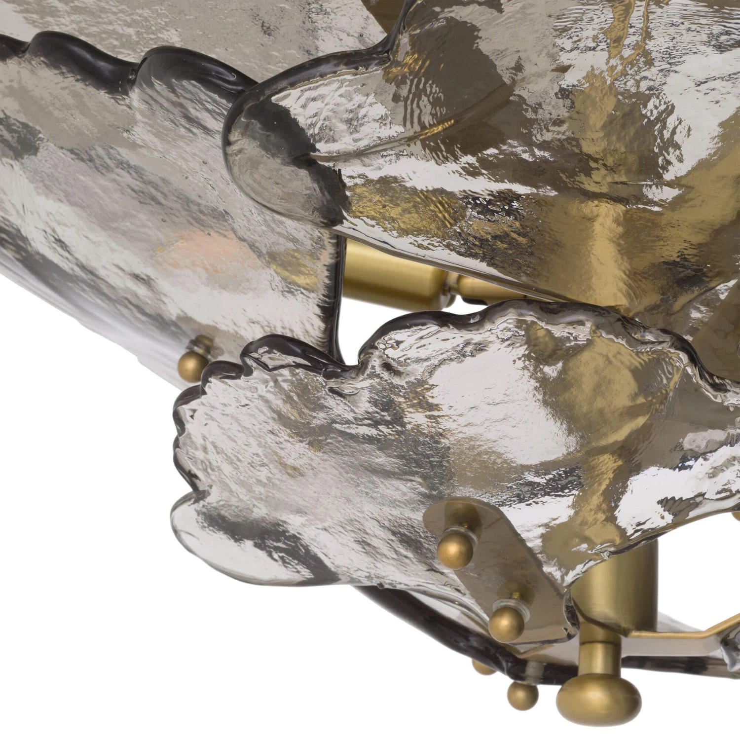 Eichholtz Florina Antique Brass & Smoked Glass 9 Light Chandelier 4 Eichholtz Florina Antique Brass & Smoked Glass 9 Light Chandelier - Image 4