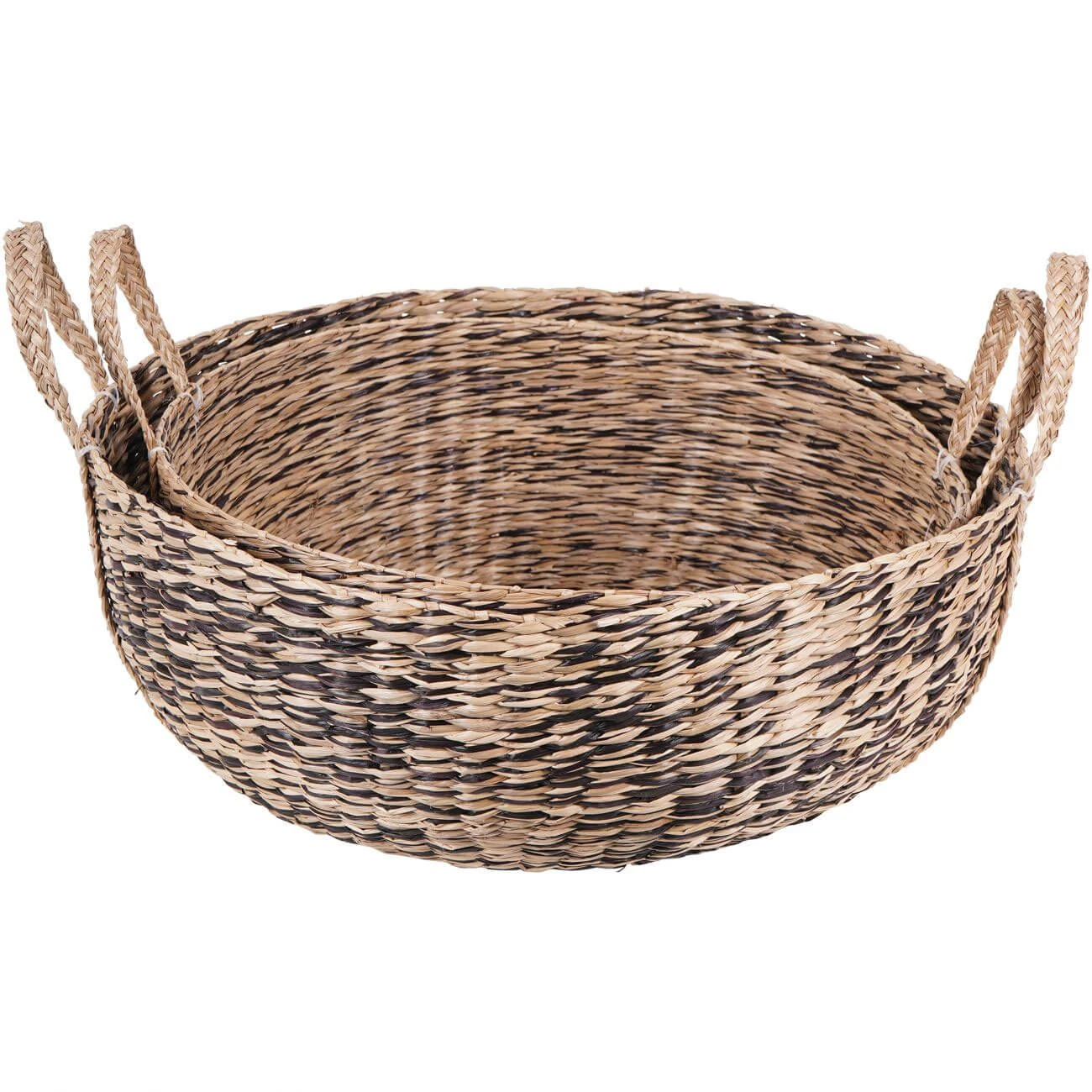 Hanoi Set Of Two Circular Seagrass Baskets With Handles 2 Hanoi Set Of Two Circular Seagrass Baskets With Handles - Image 2
