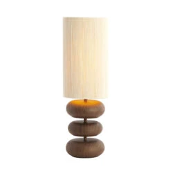 Danialo Dark Wood Effect 67.5cm Table Lamp With Cream Rope Shade