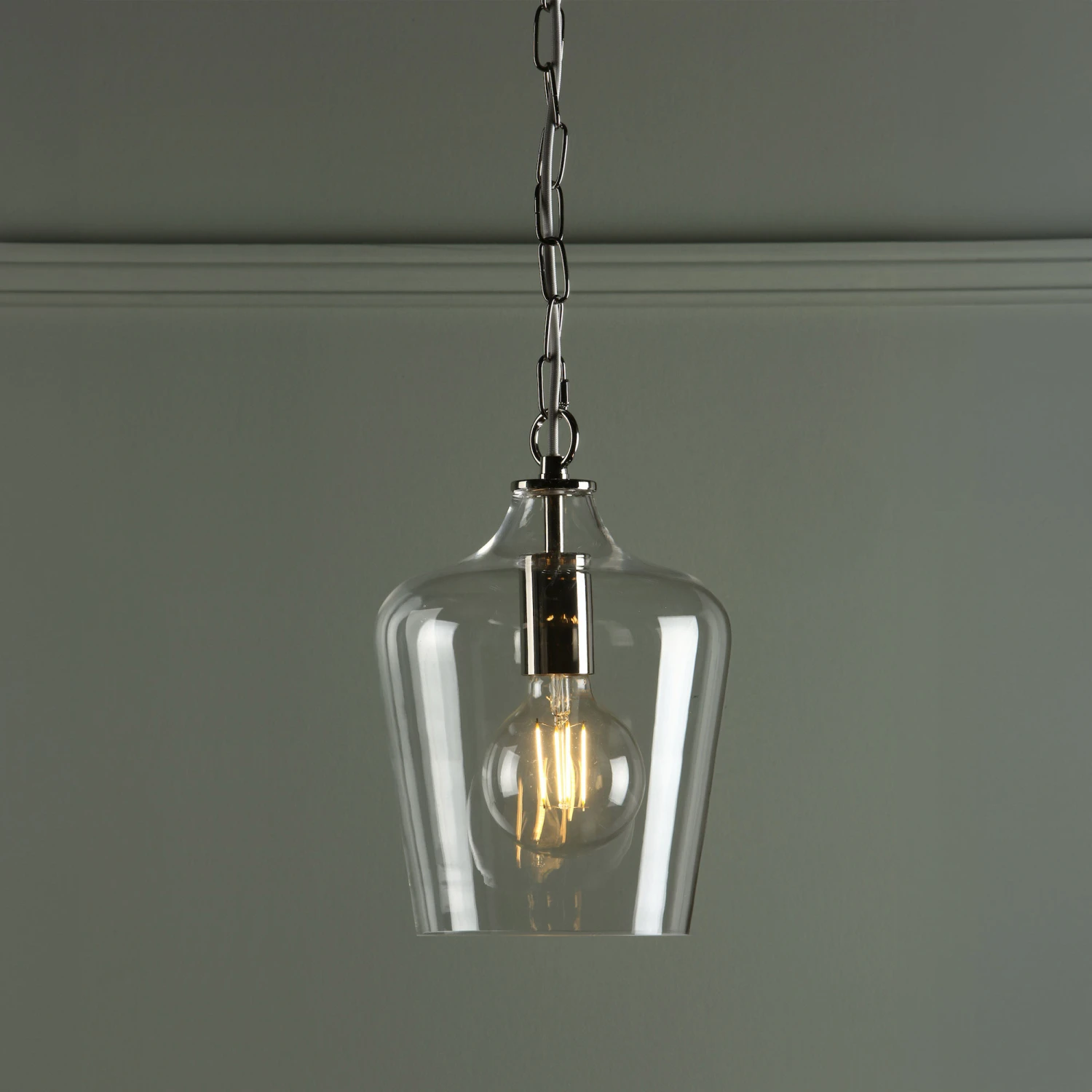 Laura Ashley Ockley Chrome & Glass Pendant Light 1 Laura Ashley Ockley Chrome & Glass Pendant Light