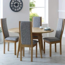 Stockholm Light Oak 105cm Compact Round Extending Dining Table -Housingunits e86065bb7664c50e351c80611b0ec6a9