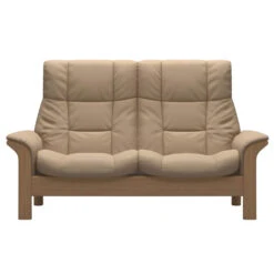 Stressless Buckingham 2 Seater Recliner Sofa In Paloma Beige & Oak – Quickship